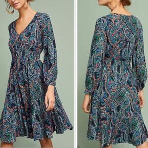 Anthropologie Maeve Maplewood Colorful Paisley Dress